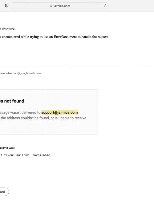 Screenshot/Proof of Website and Support Email no longer accessible
Click Photo to Enlarge